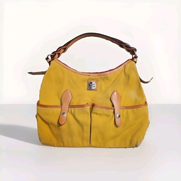 Dooney & Bourke J0130121 Wayfarer Yellow Leather Accent Zip Tote Shoulder Bag - Picture 1 of 10